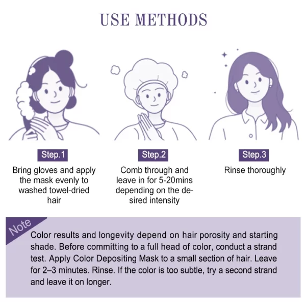 9 Colors 5 minute dyeing care Hair mask Hair Dye Non-toxic DIY Hair Color Hold for 15 days Dye  Hair mask Blue Grey Purple 100ML - Image 3