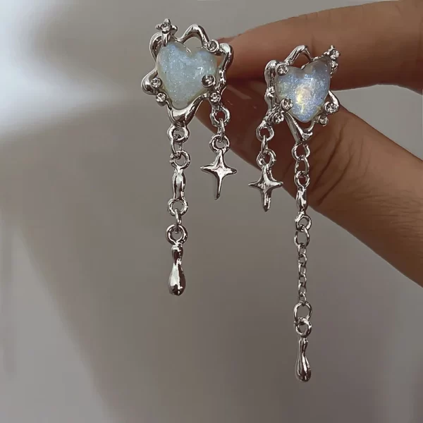 Irregular Heart Tassel Star Earrings Women Design Senior Sense of Fashion Personality Earring 2023 Y2K Trendy Party Jewelry Gift - Image 13
