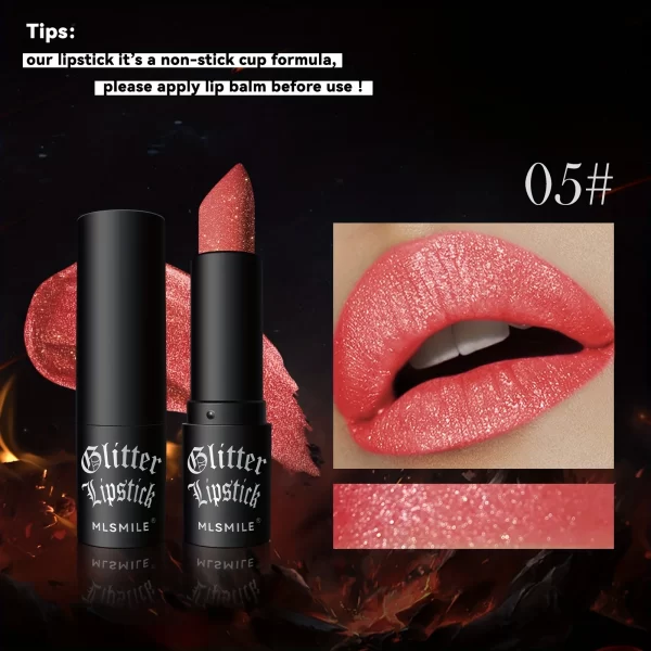7 Colors Glitter Lipstick Hydrating Sparkling Shine Lip Color Nonstick Highly Pigmented Formula Gives Metallic Finish Lip Makeup - Image 9
