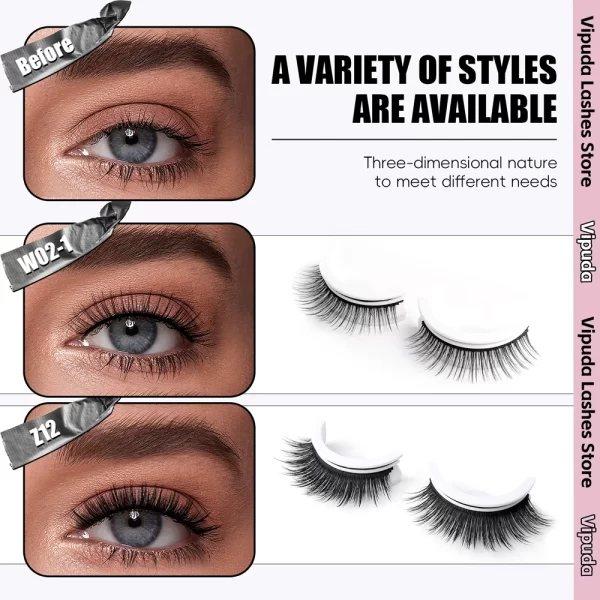 1Pair Reusable Self-Adhesive False Eyelashes Full Strip Eyelash Glue-Free 3 Seconds To Wear Lashes Extension Beauty Supplies - Image 6