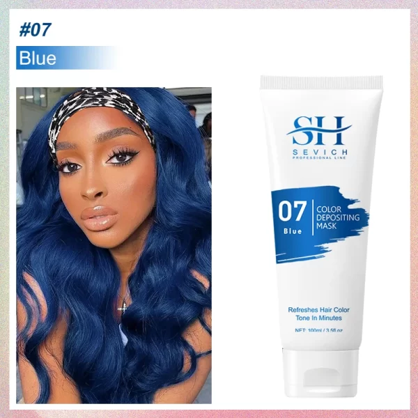 9 Colors 5 minute dyeing care Hair mask Hair Dye Non-toxic DIY Hair Color Hold for 15 days Dye  Hair mask Blue Grey Purple 100ML - Image 13