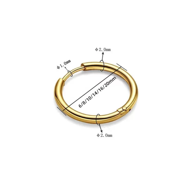 6/8/10/14/16/20mm Tiny Circle Stainless Steel Huggie Hoop Earrings for Women Men Anti-allergic Cartilage Piercing Loop Ring - Image 6