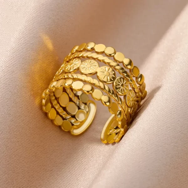 Stainless Steel Rings For Women Men Gold Color Hollow Wide Open Ring Female Male Fashion Wedding Party Finger Jewelry Gift 2024 - Image 17