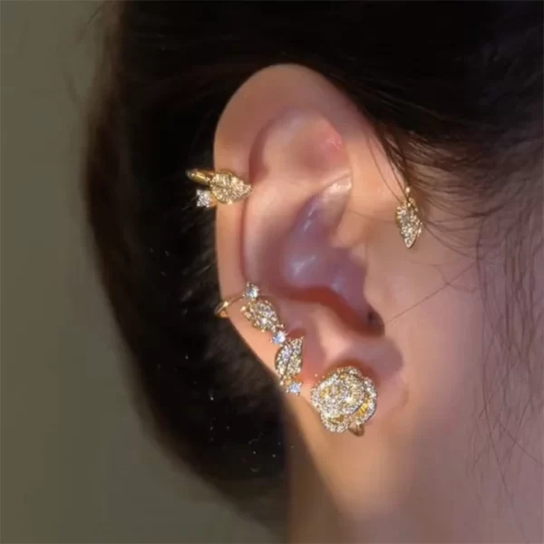 Korean Elf Butterfly Ear Cuff Without Piercing Clip Earrings for Women Elegant Sparkling Zircon Crystal Ear Clip Wedding Jewelry - Image 16