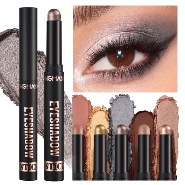 Glitter Brown Eyeshadow Pen Smoky Eyes Makeup Long Lasting Shimmer Matte Lying Silkworm Eyeshadow Pencil Highlighter Stick 1pc - Image 2