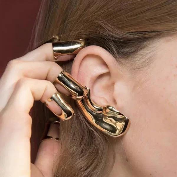 Punk Vintage Half Ear Contour Metal Ear Clip Stud Earrings For Women girls Ear Bones Clip Fashion Earring Jewelry Gift - Image 2