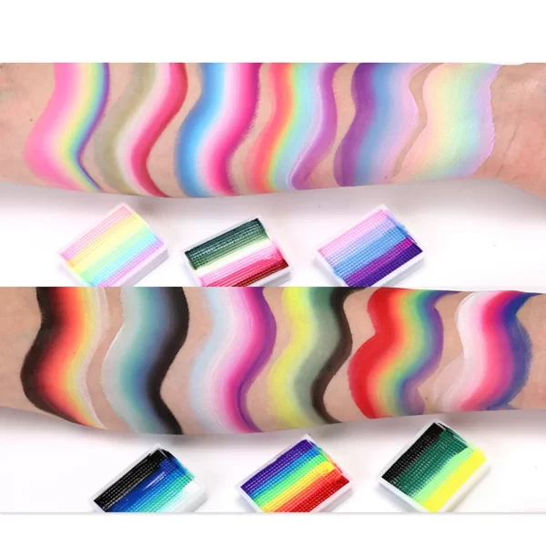 12 Colours Water-Soluble Rainbow Palette Children's Face Body Paint, Halloween Stage Makeup Body Paint Pigments Face Makeup - Image 5