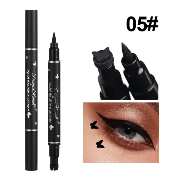 Dragon Ranee Double head Star Seal Eyeliner waterproof non-smudging novice heart plum embellished eye tail eyeliner - Image 11