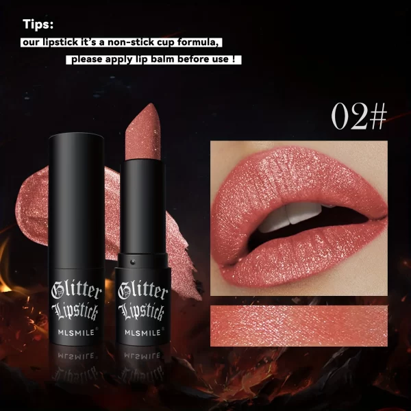 7 Colors Glitter Lipstick Hydrating Sparkling Shine Lip Color Nonstick Highly Pigmented Formula Gives Metallic Finish Lip Makeup - Image 10