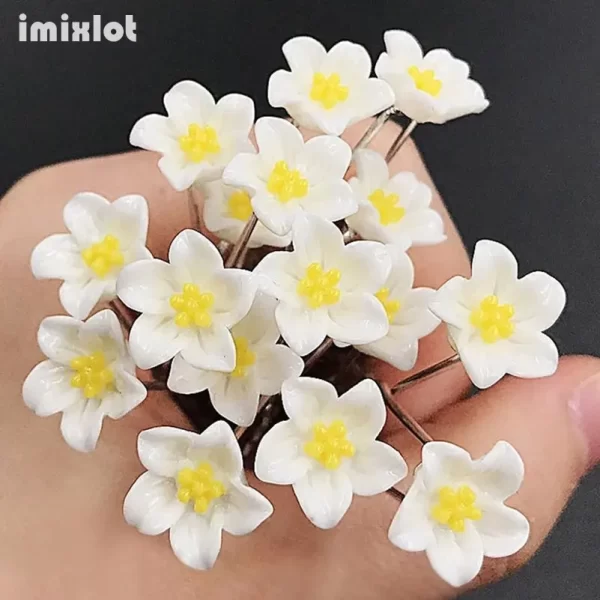 20Pcs Fashion Lily Flower Hair Pins Clips Bride Headpiece U Shaped Flowe Hairpin Wedding Hair Accessories Party Jewelry Gift - Image 4