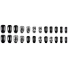 24pcs/ser Black Rose Flower Medium Square Press on Nails Decorated Acyrlic False Nail Art Fake Nails Set Finger Nails for Gluing - Image 5