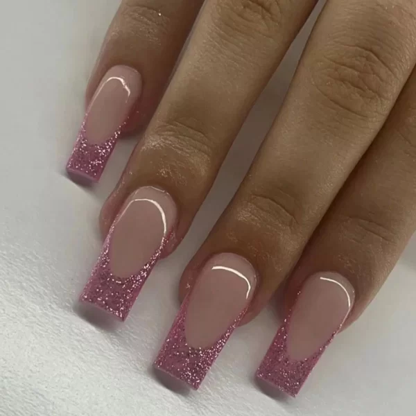 Hot New Women Girls 24Pcs Long Square Red French White Border Heart Full Coverage Wearable Fake Nail Press on Nail Art - Image 12