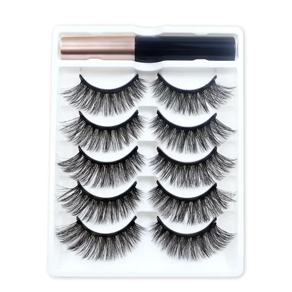 REDSIREN 5Pairs Magnetic Eyelashes With Eyeliner Reusable Thick Natural Eye Lashes New 5Piece Magnet False Eyelashes - Image 7