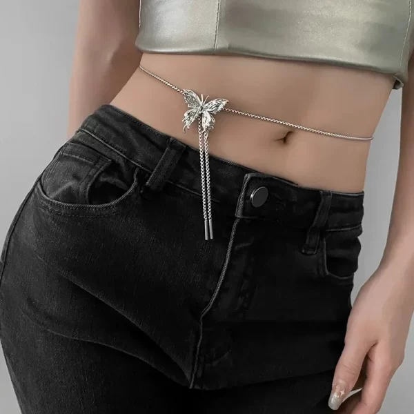 Irregular Liquid Metal Butterfly Necklace Silver Color Butterfly Pendant Adjustable stainless steel Chain Punk Hiphop Jewelry - Image 3