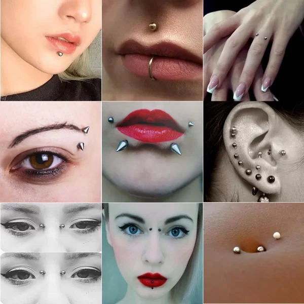 8pcs Fake Lip Nails & 50pcs Stickers Eyebrow Ear Stud Non Piercing Earring Studs Teens Hip hop Fake Nose Ring Body Jewelry - Image 7