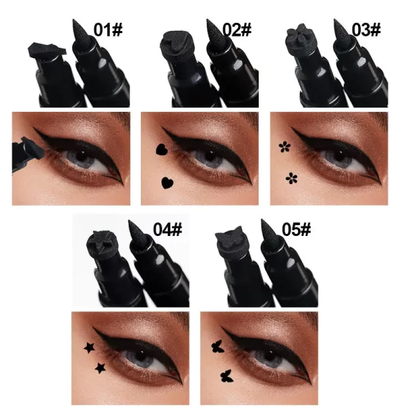 Dragon Ranee Double head Star Seal Eyeliner waterproof non-smudging novice heart plum embellished eye tail eyeliner - Image 4