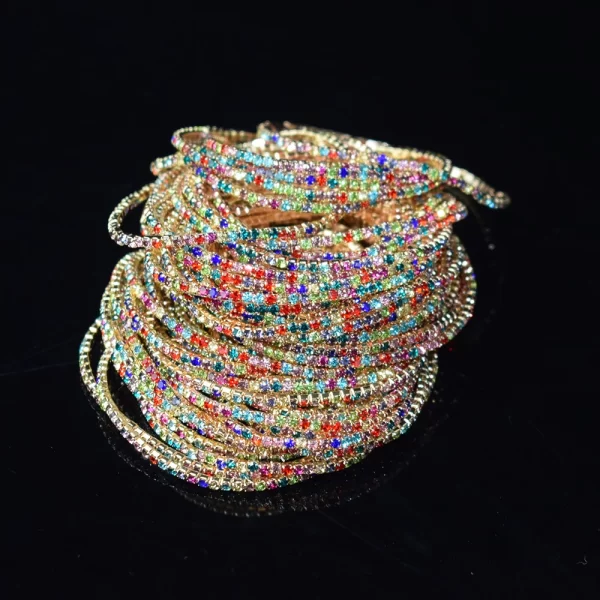 50pcs/Set Fashion Gold Multiple Colour Crystal Rhinestone Elastic Bracelet Bangle Bling Wristband Women Wedding Bridal Jewelry - Image 41