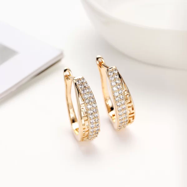 Gold Color Geometry Simple Stud Earrring Quality Copper S-shaped Design Small Natural Zircon Clip Earring Russia Trendy Jewelry - Image 7