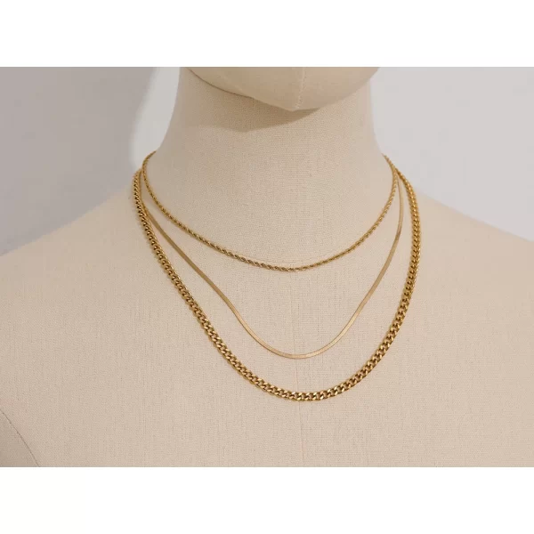 Yhpup Stainless Steel Chain Layered Necklace Separated Set for Women Statement Golden Metalic Waterproof Collar Necklace Jewelry - Image 3