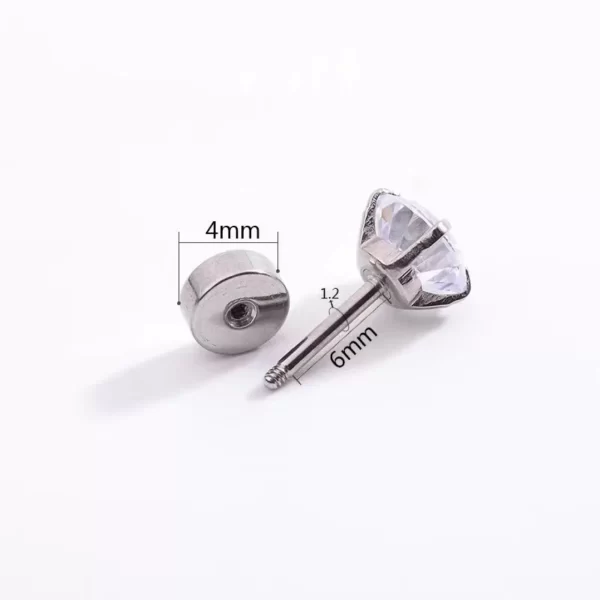 1Pairs Stainless Steel Crystal Studs Earrings For Women Men 4 Prong Tragus Round Clear Cubic Zirconia Piercing Earrings Jewelry - Image 5
