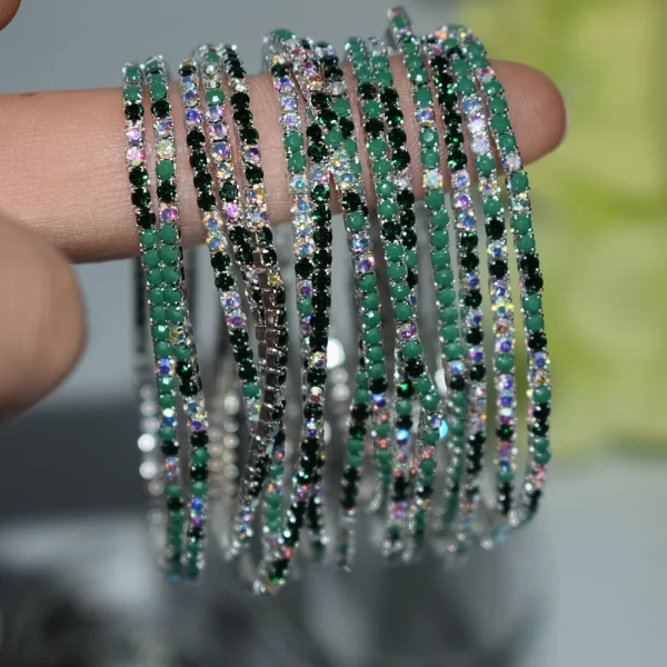 50pcs/Set Fashion Gold Multiple Colour Crystal Rhinestone Elastic Bracelet Bangle Bling Wristband Women Wedding Bridal Jewelry - Image 38