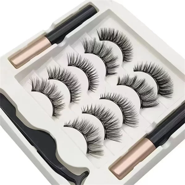 5 Pairs Magnetic Eyelashes Set Full Strip Natural Cilia False Eyeliner Dramatic Volume Thick Synthetic Eye Lashes Makeup - Image 3