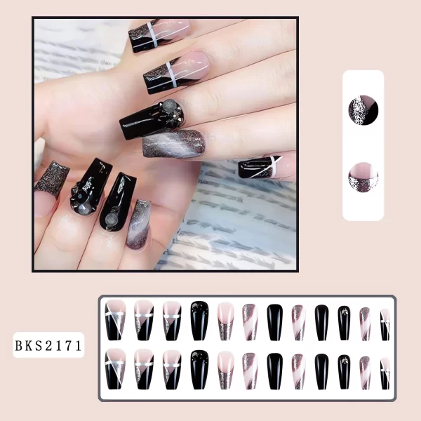 Floral Pattern Wearable Nails – Colorful Flower-Shaped Press-On Nail Tips for Fashionable Manicures - Image 9