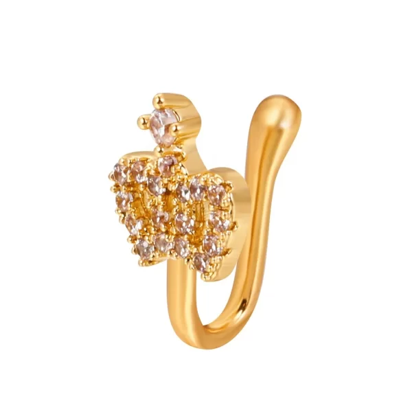 Shiny Crystal Rhinestone Hollow Heart Fake Piercing Nose Ring for Women Teens U-shaped Nose Clip Non-perforated Septum Jewelry - Image 4