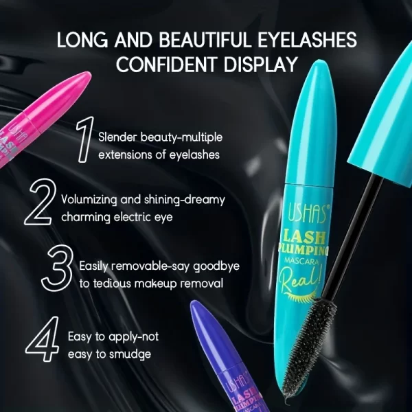 4D Black Mascara Thickening, Lengthening, Curling, Waterproof Liquid Fiber Mascara - Image 5