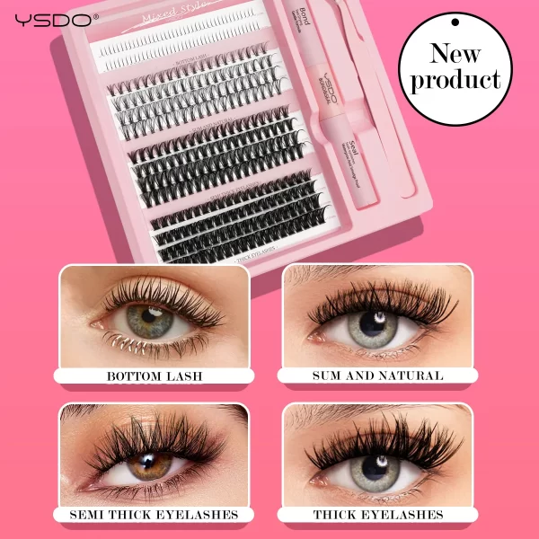 DIY Lash Extension Kit Lash Individual Lashes Clusters8-16mm With Waterproof Lash Bond And Seal Eyelash Tweezers Lash Kit - Image 3