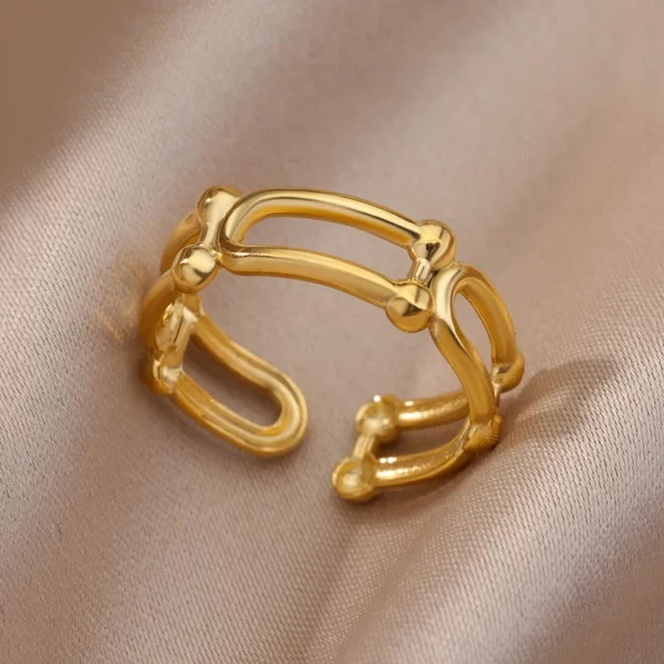 Stainless Steel Rings For Women Men Gold Color Hollow Wide Open Ring Female Male Fashion Wedding Party Finger Jewelry Gift 2024 - Image 10