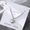 ANENJERY Silver Color Small Square Chain Love Heart Necklace for Women Fashion Temperament Jewelry Accessory - Image 5