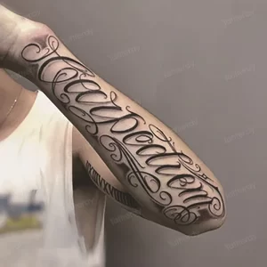 4 Sheets Fake Tattoo Sleeve Arm Body Art Long Lasting 15 Days Herbal Juice Ink Temporary Tattoo Sticker Text Wings Totem Men