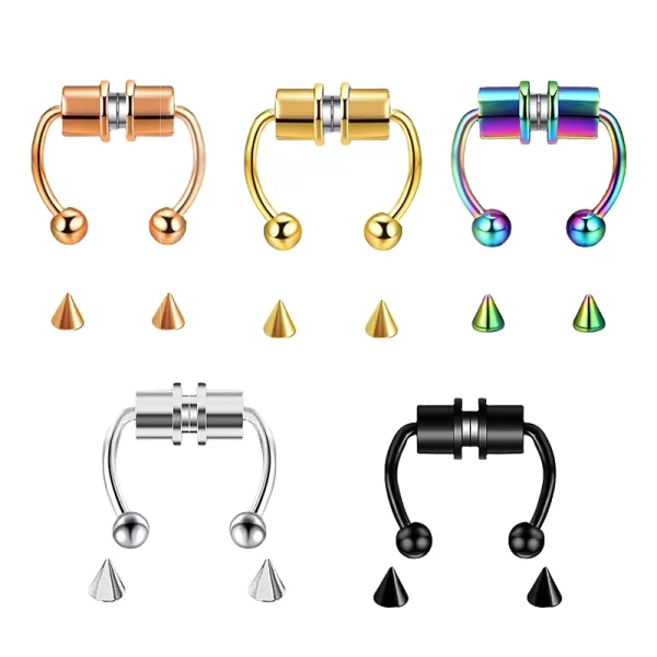 5pcs Stainless Steel Magnet Fake Nose Ring Hoop Fake Piercing Hoop Septum Rings For Women Fashion Gothic Rock Body Jewelry Gifts - Image 11