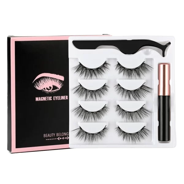 2/3/4 Pairs Magnetic Eyelashes Set Waterproof Liquid Eyeliner Tweezer Wispy False Eyelashes Dramatic 3D Mink Lashes Makeup Tools - Image 2