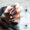 24pcs Artificial Acrylic Nail Art Fake Nails Full Coverage Removable Press on Nails Halloween Pumpkin Skull Moon False Nail Tip - Image 18