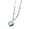 ANENJERY Silver Color Small Square Chain Love Heart Necklace for Women Fashion Temperament Jewelry Accessory - Image 6