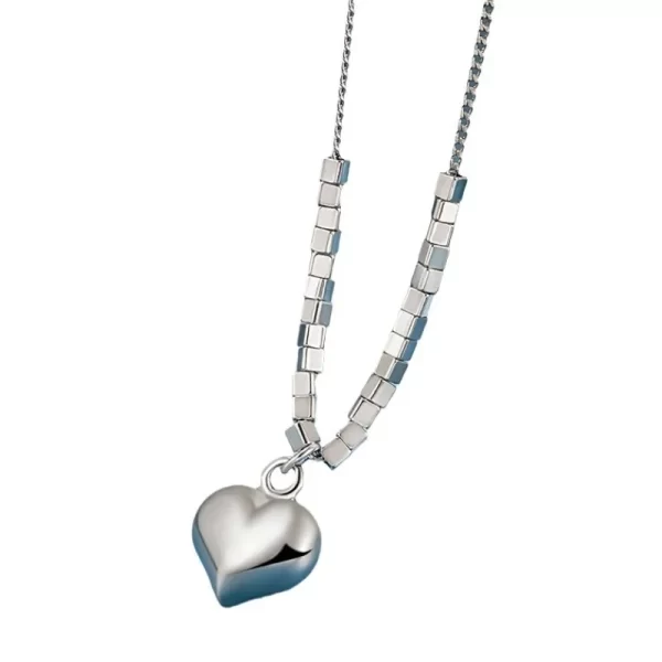 ANENJERY Silver Color Small Square Chain Love Heart Necklace for Women Fashion Temperament Jewelry Accessory - Image 6