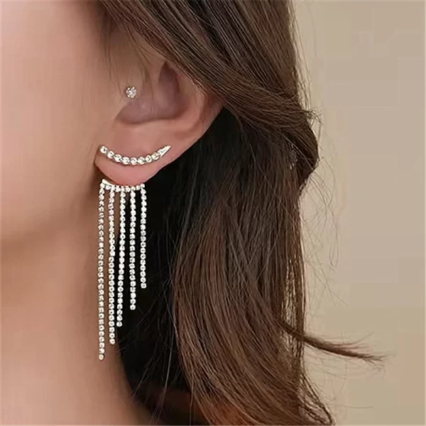 2023 Luxury Women's Earrings Rhinestone Fringe Hanging Zircon Earrings New Shiny Wedding Statement Party Jewelry Gifts - Image 4