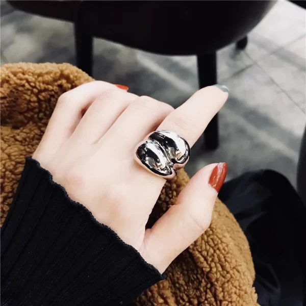 3Pcs Gold Color Silver Color Metal Minimalist Glossy Wide Open Rings Geometric Finger Rings for Women Men Jewelry - Image 3