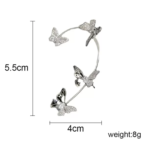 Design Hollow Butterfly Earrings Fashion Exquisite Single Ear Hook Women Girls Metal Rhinestones Ear Cuff Crystal Jewelry Gift - Image 4