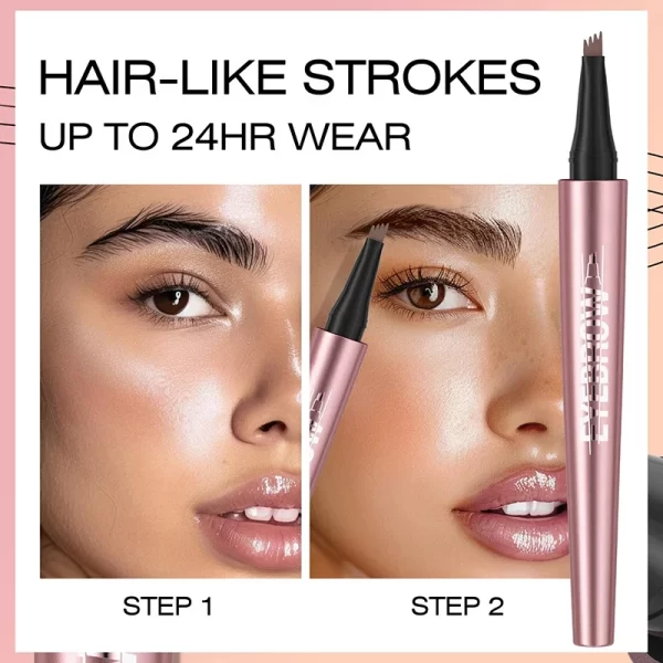 4 Fork Tip Eyebrow Pencil 3D Microblading Waterproof Dark Brown Natural Colour Fine Stroke Magic Eyebrow Pencil 2024 New Ladies - Image 4