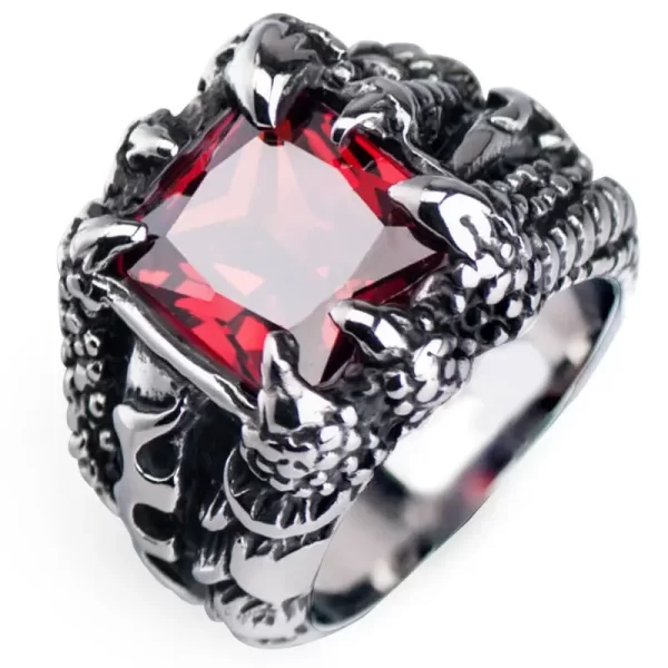 Gothic Blue and Red Crystal Evil Demon Dragon Claw Ring for Men Gram Biker Punk Rock Hip Hop Cool Jewelry Accessories - Image 10