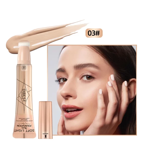 QIBEST Liquid Concealer Matte Flawless Waterproof Foundation Cream With Cushion Applicator Concealing Eye Dark Circle Cosmetics - Image 9