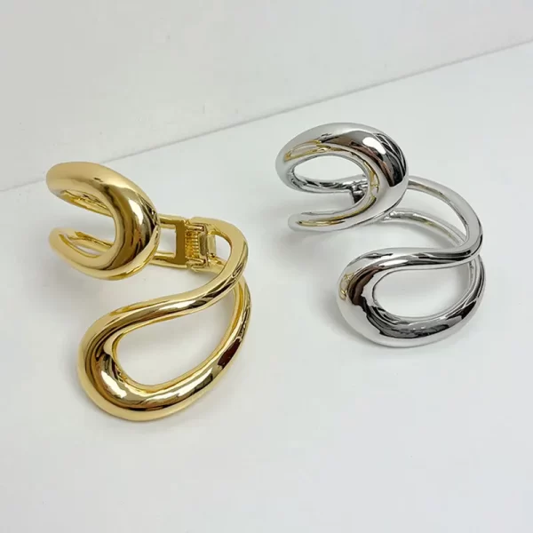 Vintage Hyperbole Metal Hollow Geometry Adjustable Open Bracelets Bangle For Women Men Hip-hop Punk Jewelry Party Accessories - Image 2