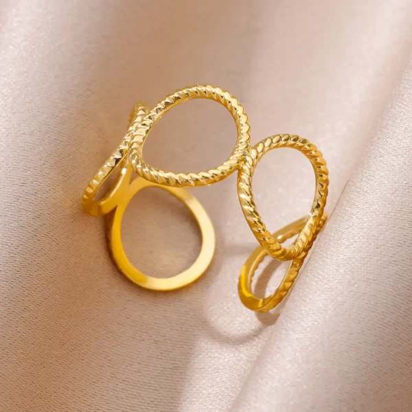 Stainless Steel Rings For Women Men Gold Color Hollow Wide Open Ring Female Male Fashion Wedding Party Finger Jewelry Gift 2024 - Image 11