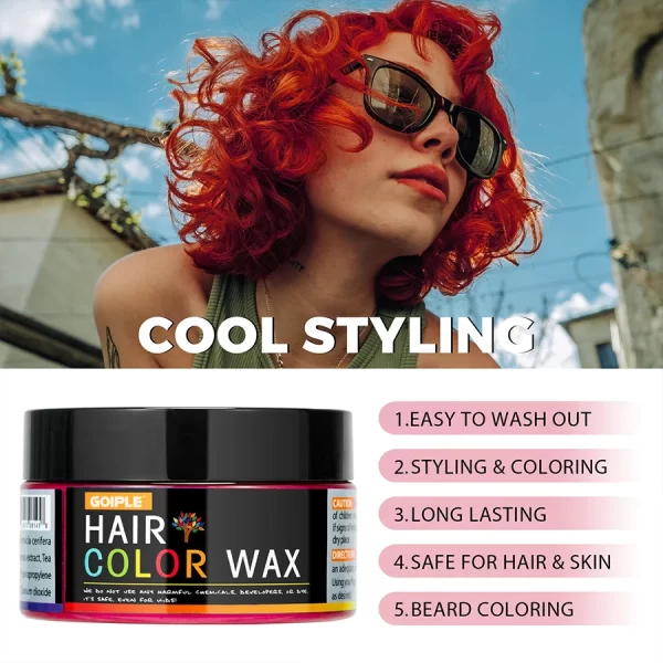 GOIPLE Unisex 120g Hair Color Wax Pomade Temporary Long Lasting Hold Hair Dye Cream Mud Disposable Molding Coloring Styling Gel - Image 3
