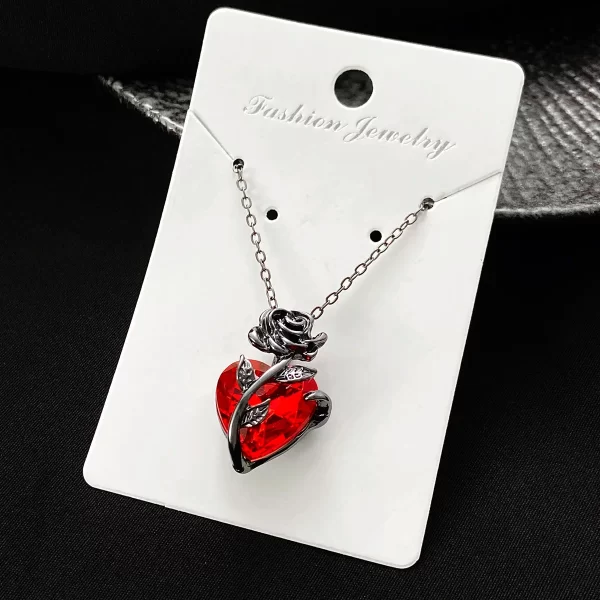 Gothic Rose Red Love Necklace Women's Y2K Grunge Jewelry Dainty Silver Color Tonebloody Human Heart Pendant Personalized Gifts - Image 6