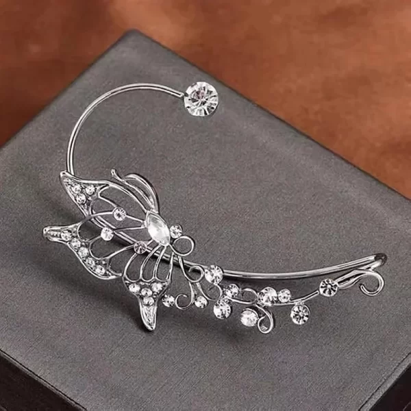 Korean Fashion Zircon Butterfly Elf Ear Cuff for Women Sparkling Zircon Crystal Without Piercing Clip Earrings Wedding Jewelry - Image 4