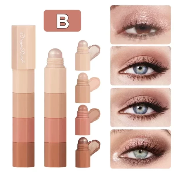 New 4 IN 1 Combo Eyeshadow Highlighter White Brown Eye Shadow Stick Glitter Pearlescent High Gloss Eyeshadow Mini Shadow Crayon - Image 7